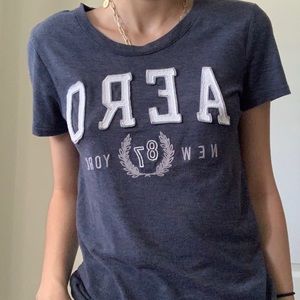 Aeropostale Navy and White T-shirt
